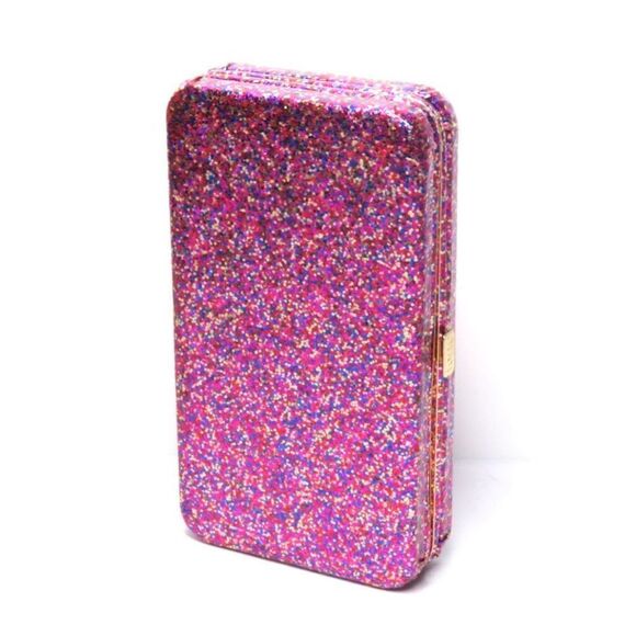 Tarte Life of the Party Sparkling Pink Glitter Rainbow Hard Shell Clutch ONLY LE - Picture 2 of 5